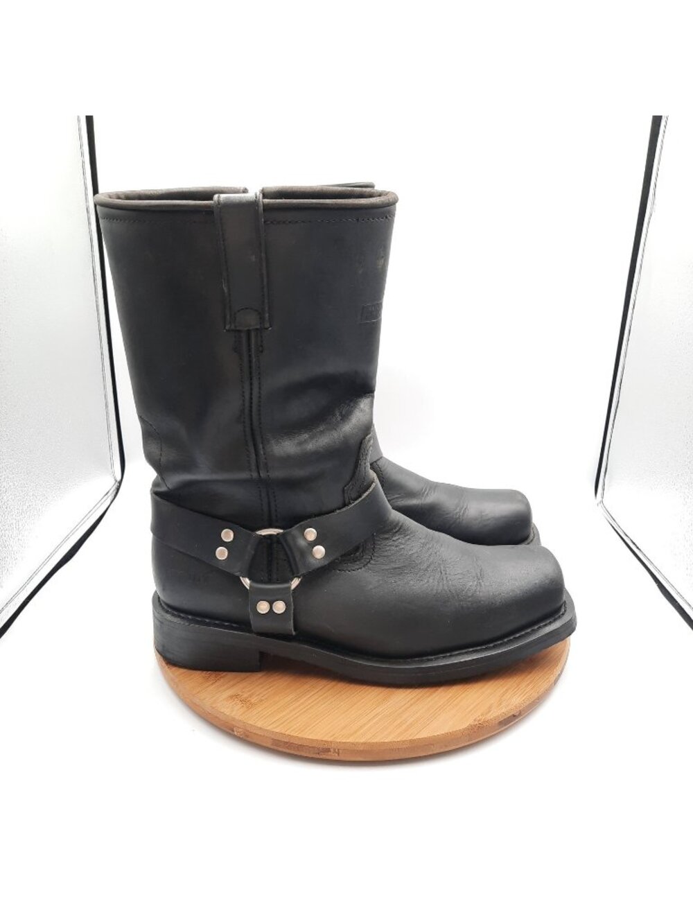 Ride Tecs Mens 10.5 Wide Boots Harness Black Leather Square Toe Moto Engineer
